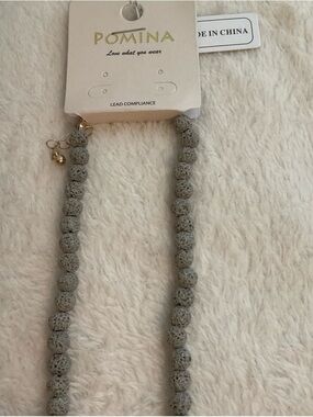 Pomina Gray Lava Bead Necklace - Women Jewelry Necklace